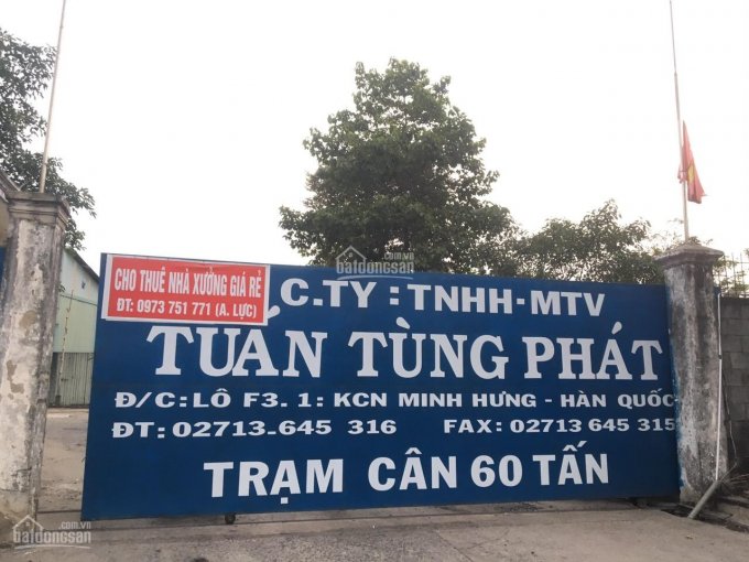 Cần bán xưởng gấp tại KCN Minh Hưng Hàn Quốc Chơn Thành Bình Phước