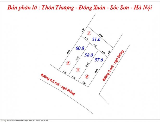 SP đẳng cấp - lợi nhuận cao - phù hợp nhu cầu - 4 lô đất đẹp từ 52 - 60m2 Thôn Thượng - Đông Xuân