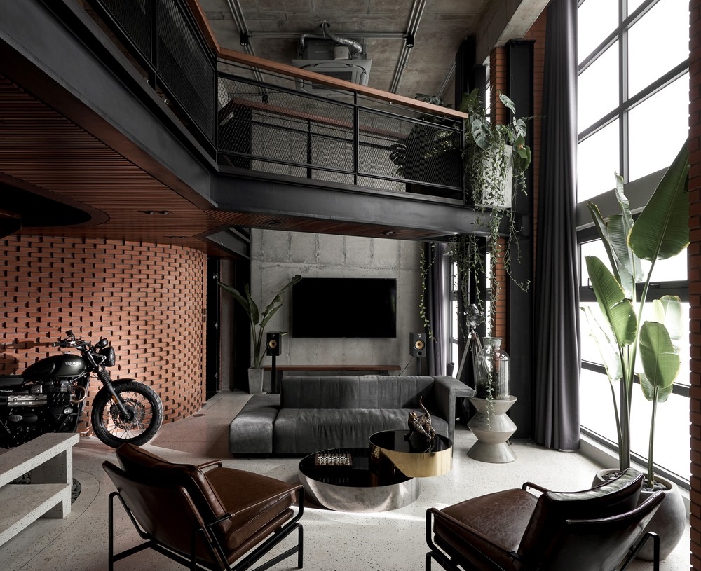 Căn hộ penthouse được thiết kế theo phong cách công nghiệp vừa sang trọng, vừa cá tính. 