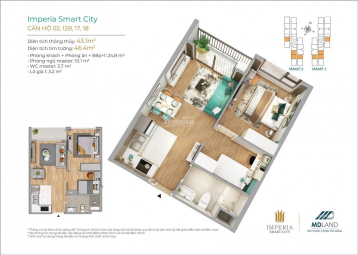 SỞ HỮU CĂN HỘ 2PN/1WC IMPERIA SMART CITY GIÁ 1,55 TỶ, MIỄN GỐC, MIỄN LÃI TRONG 2 NĂM, CK 8,5%GTCH