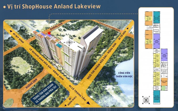 Suất ngoại giao shophouse khối đế AnLand LakeView 165.7m2, 3 tầng sở hữu lâu dài giá 12.3 tỷ
