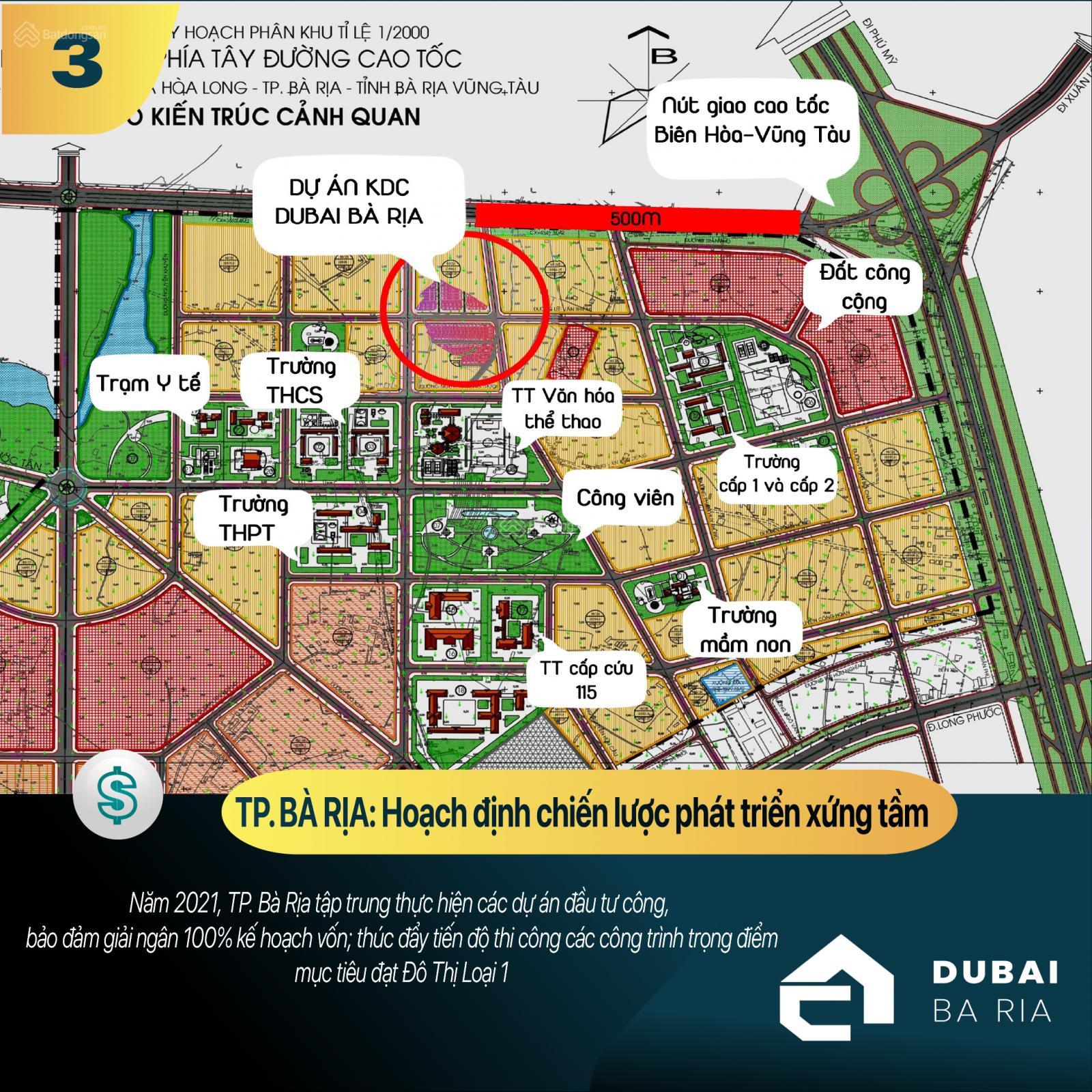 Mở bán gđ1 KDC Dubai Bà Rịa ngay thành phố Bà Rịa kế bên cao tốc, tặng vàng và CK 3%. LH 0902584339