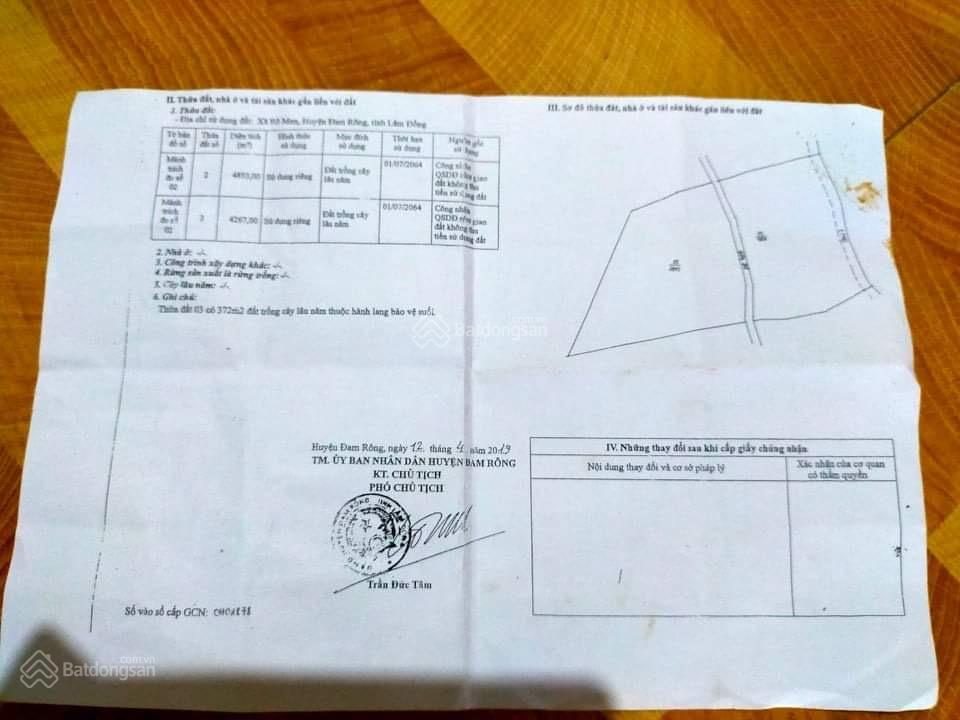 Bán vườn tại khu du lịch suối nước mát Rô Men Đam Rông Lâm Đồng. DT 2,5 ha trong sổ gần 1ha, có hơn