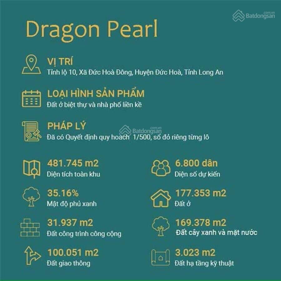 Dragon Pearl dự án giáp ranh Bình Chánh, nằm liền kề 9 cụm KCN lớn nhất phía Tây. Chỉ với 799tr/nền